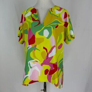 CROSBY BY MOLLIE BURCH Judy Tunic In Taffy XS Extra Small Yellow Abstract Floral